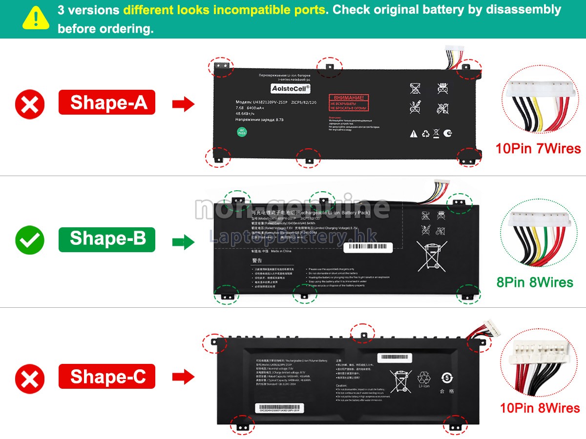 AolsteCell U4382120PV-2S1P代用電池