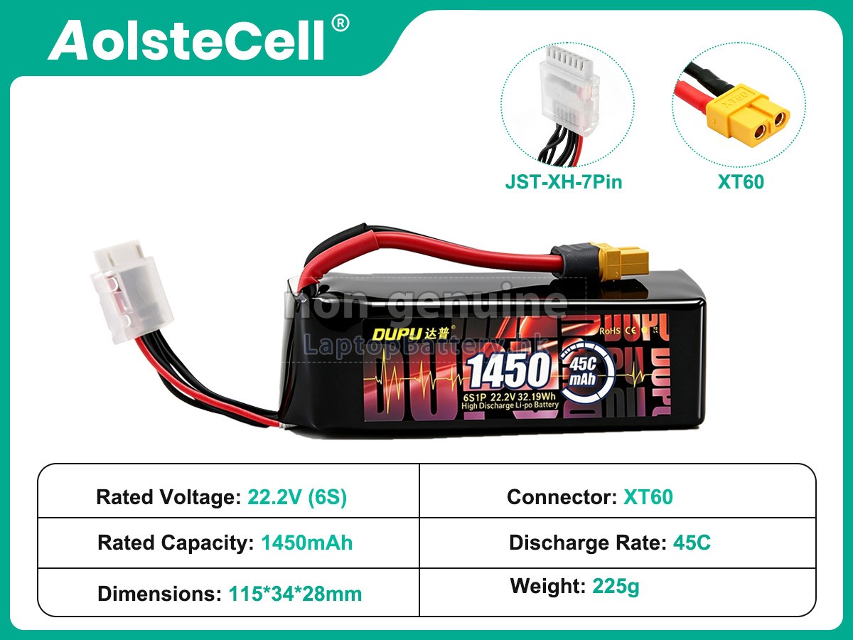AolsteCell 22.2V 1450MAH 45C XT60代用電池