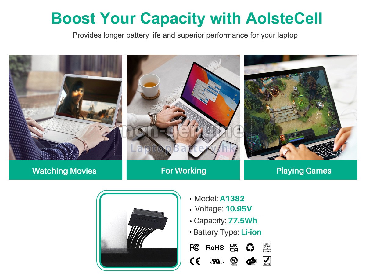 Apple MacBook Pro 15.4 inch Unibody A1286(Late 2011)代用電池