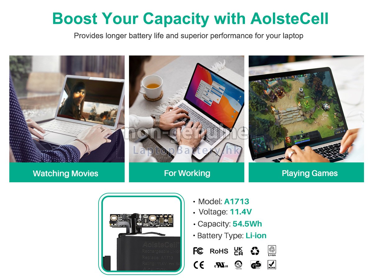 Apple MacBook Pro 13 inch A1708(Mid-2017)代用電池