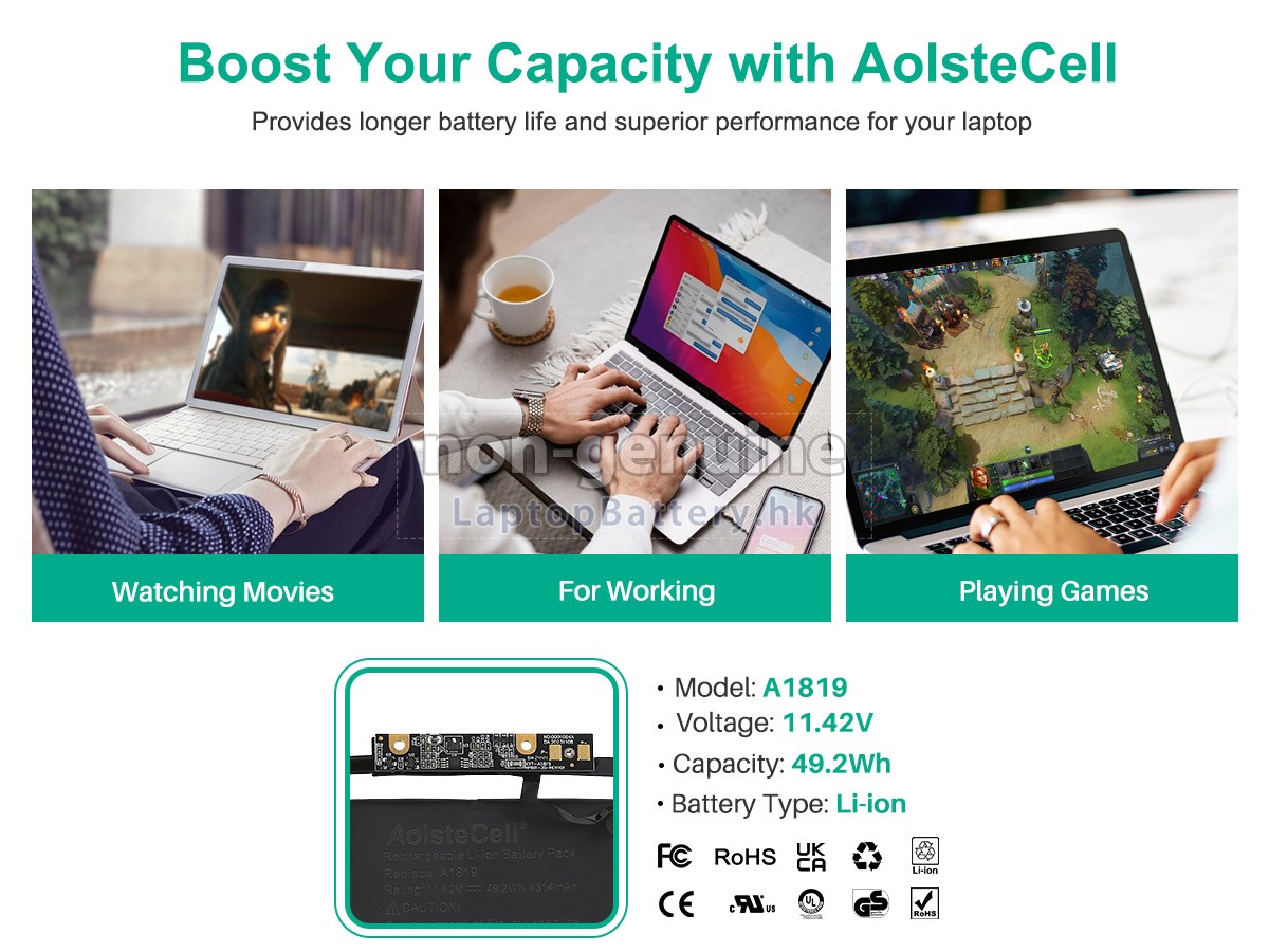 Apple MacBook Pro 13 inch TOUCH A1706(Mid 2017)代用電池