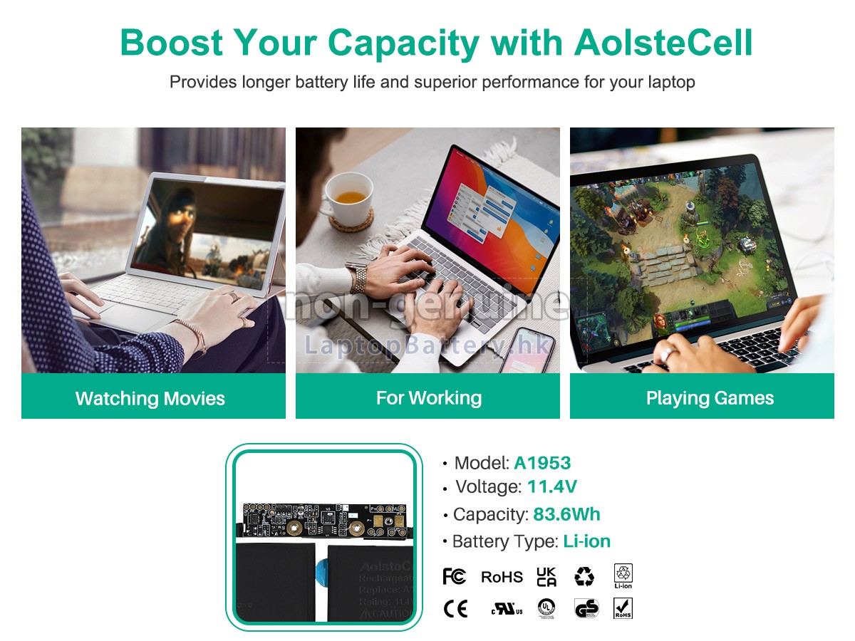 Apple MacBook Pro 15 inch TOUCH BAR A1990(Mid-2018)代用電池