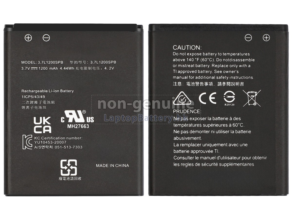 Texas Instruments 3.7L1200SP代用電池