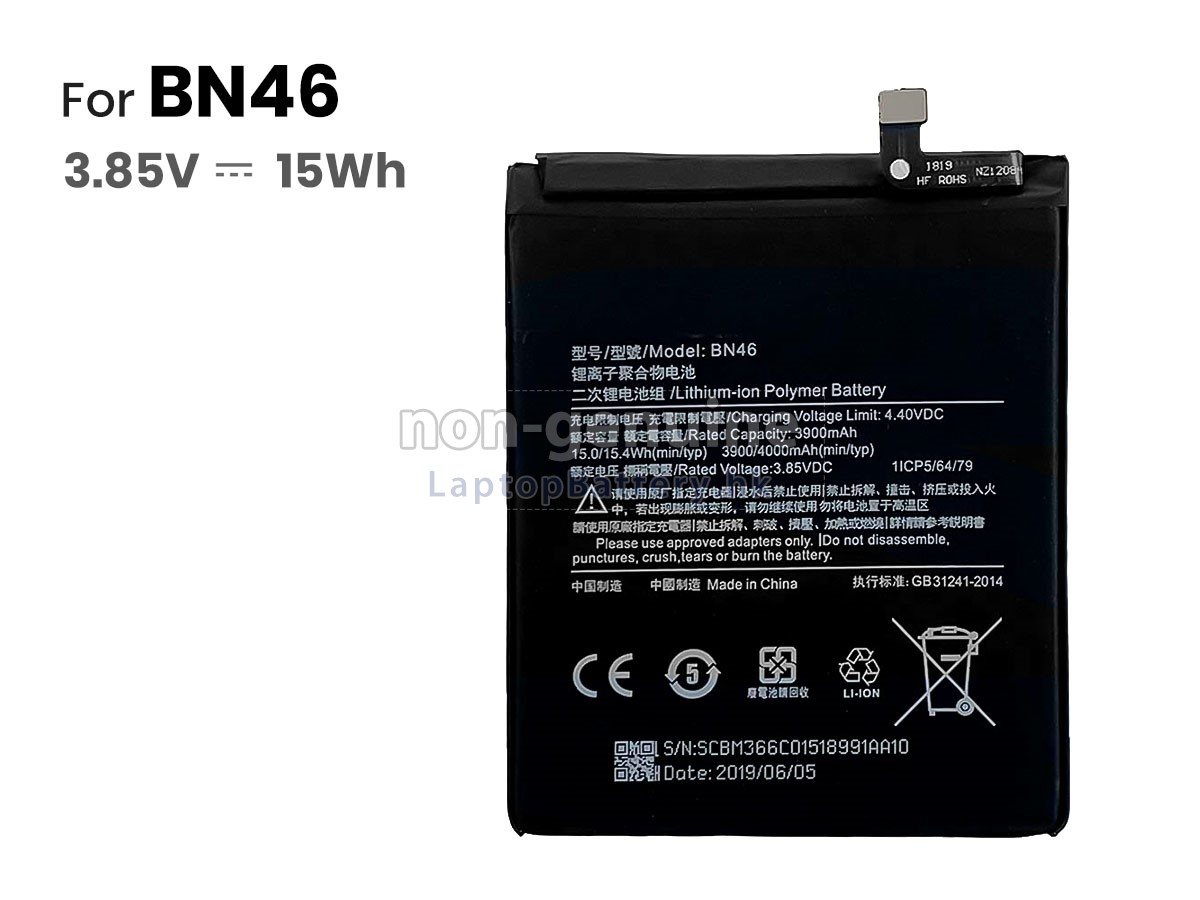 XiaoMi REDMI NOTE 6代用電池