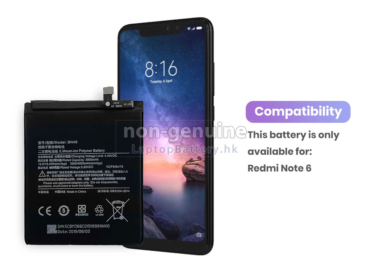 XiaoMi REDMI NOTE 6代用電池
